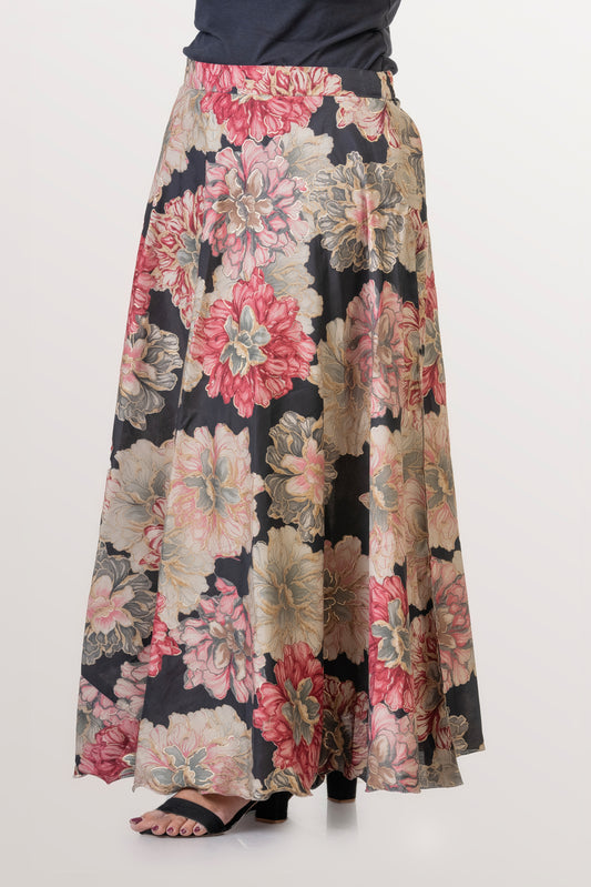 Gulabo Black & Pink Floral Skirt