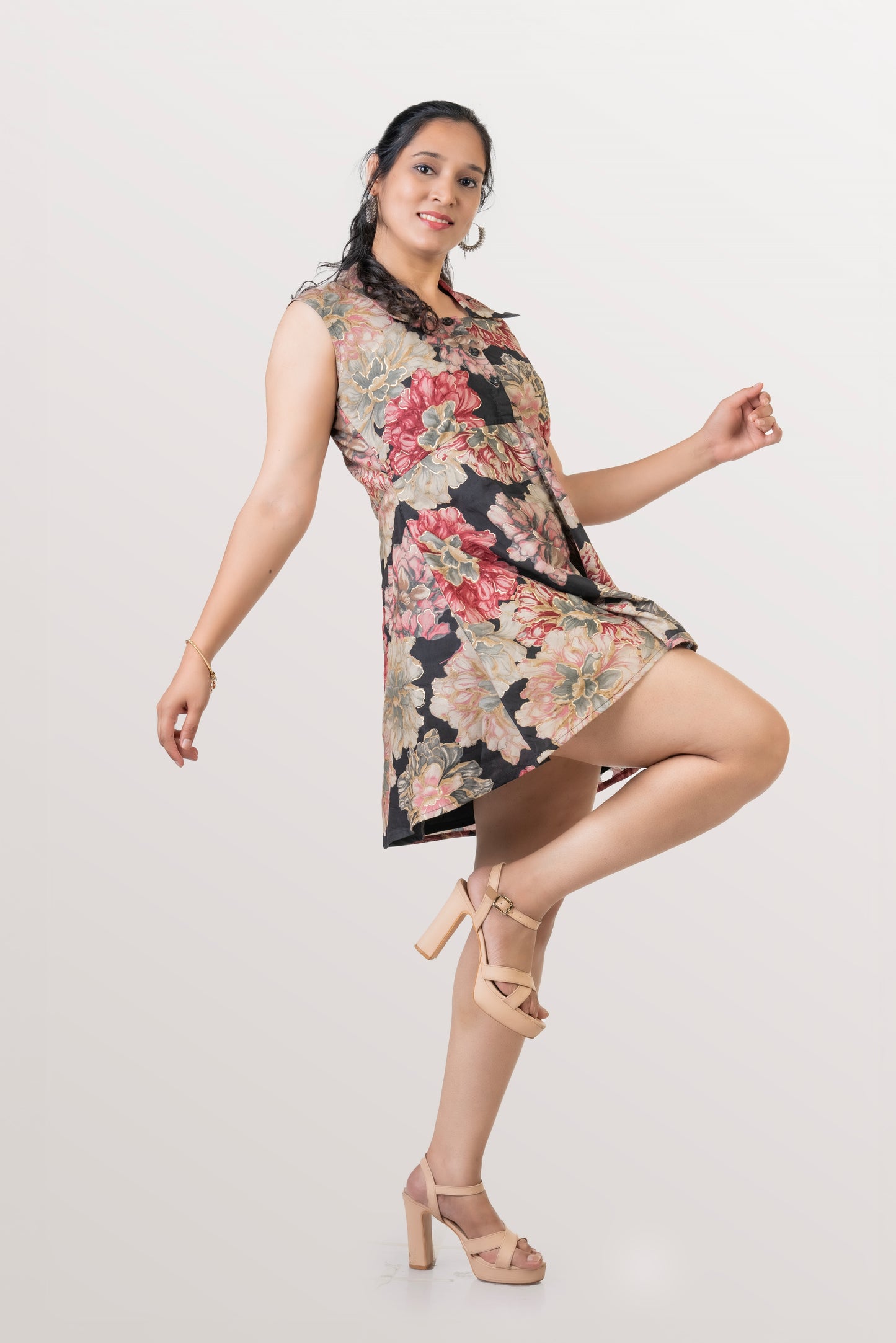 Gulabo Black & Pink Floral Dress