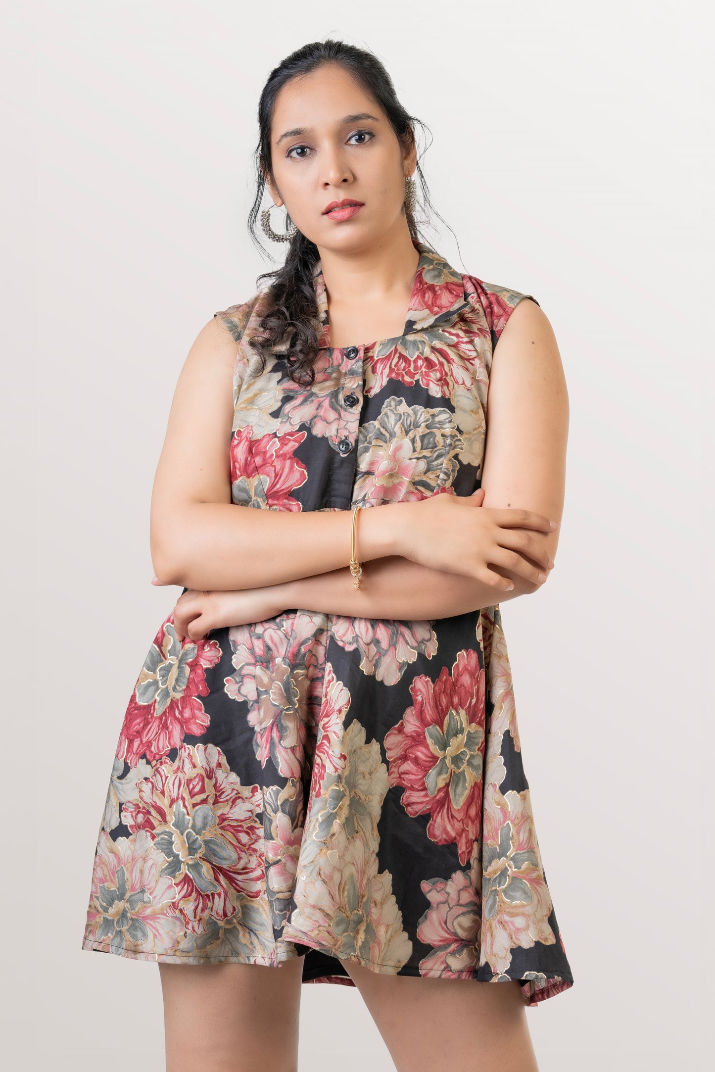 Gulabo Black & Pink Floral Dress